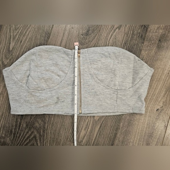 szL Womens NWT Gray Sleeveless Strapless Gold Zippered Bustier Crop Bra Top Sexy - Picture 5 of 11